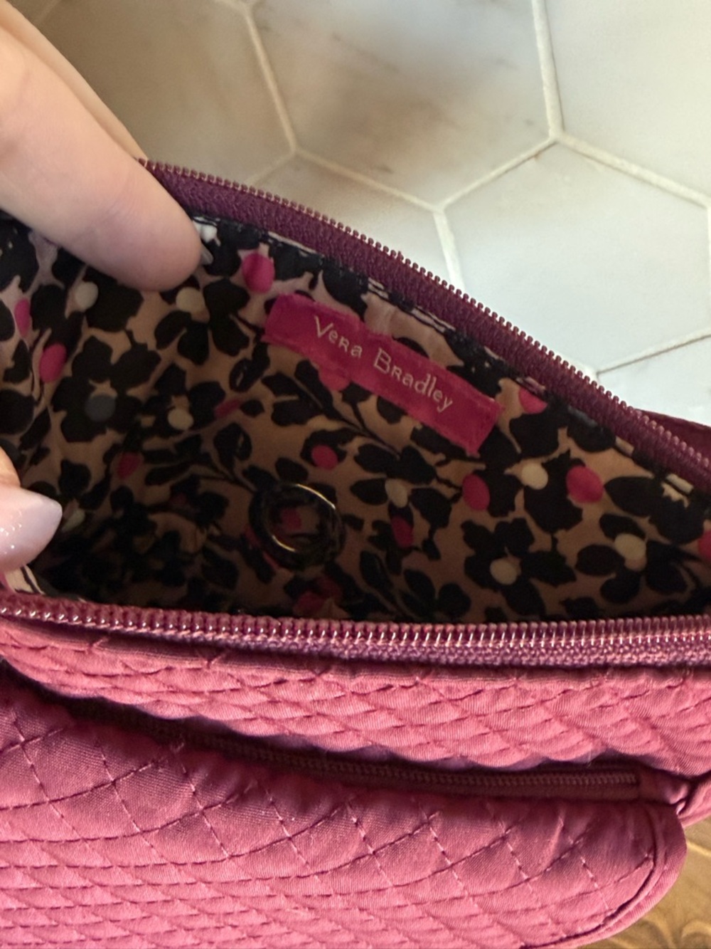 Vera Bradley Quilted Crossbody Bag in Rose Pink - Picture 6 of 6